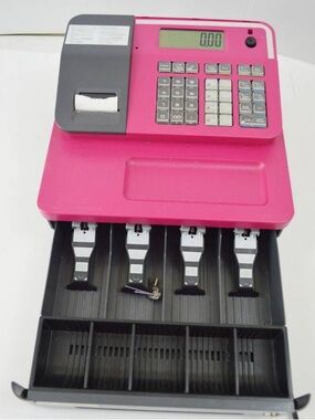 Casio Pink Electronic Cash Register with Receipt Printer and keys